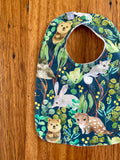 Bib - green Australian animals & birds