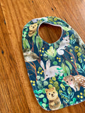 Bib - green Australian animals & birds