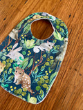 Bib - green Australian animals & birds